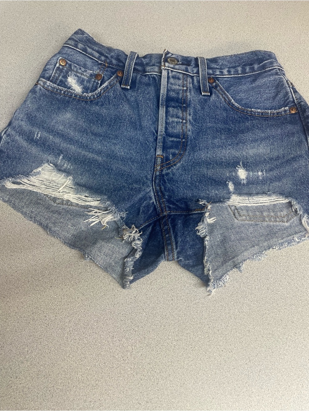 Levi's High-Rise Distressed Denim Cutoff Shorts - Blue